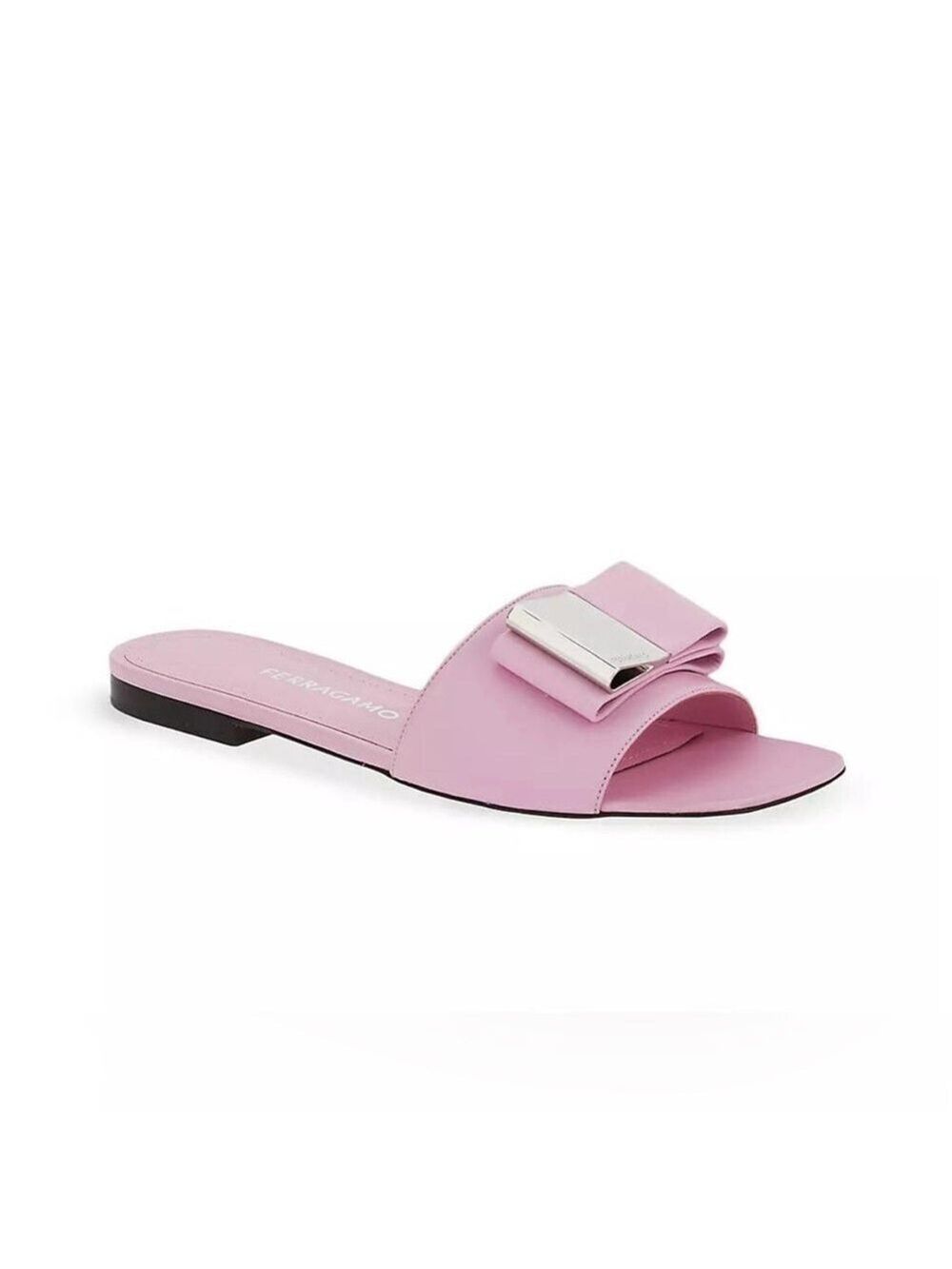 Salvatore Ferragamo Lyana Leather Slide Sandals in Pink Bubble Gum NWT